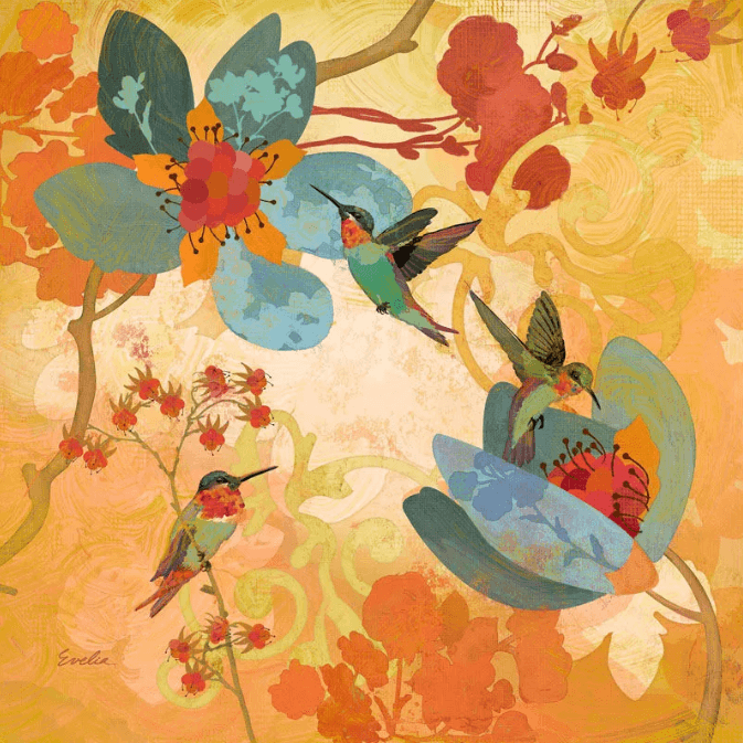 Hummingbird painting centerpiece